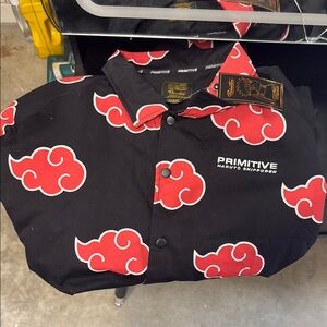 Primitive Black Shirt with Red Cloud Pattern